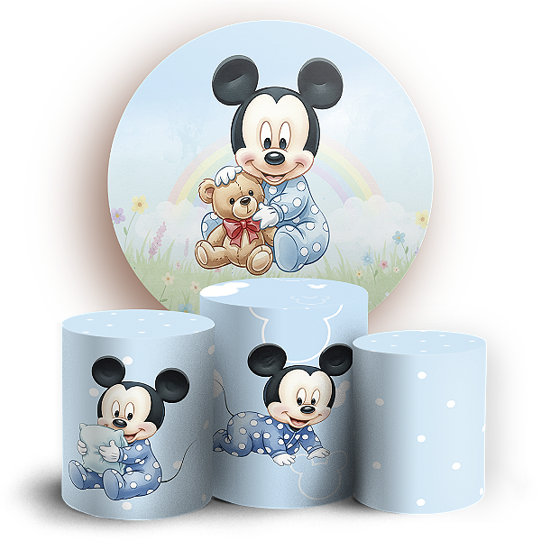 KIT Redondo e Trio - Mickey Baby Azul - Sublimado 3D