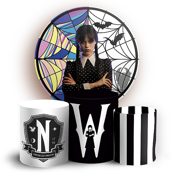 KIT Redondo e Trio Sublimado 3D - Wandinha