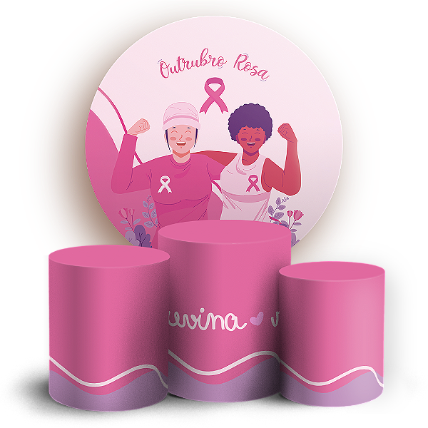KIT Redondo e Trio - Outubro Rosa - Sublimado 3D