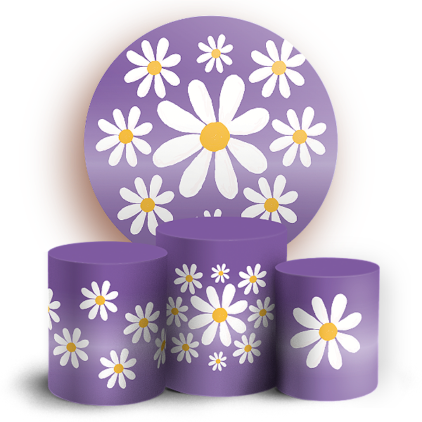 KIT Redondo e Trio - Flor Margarida - Sublimado 3D