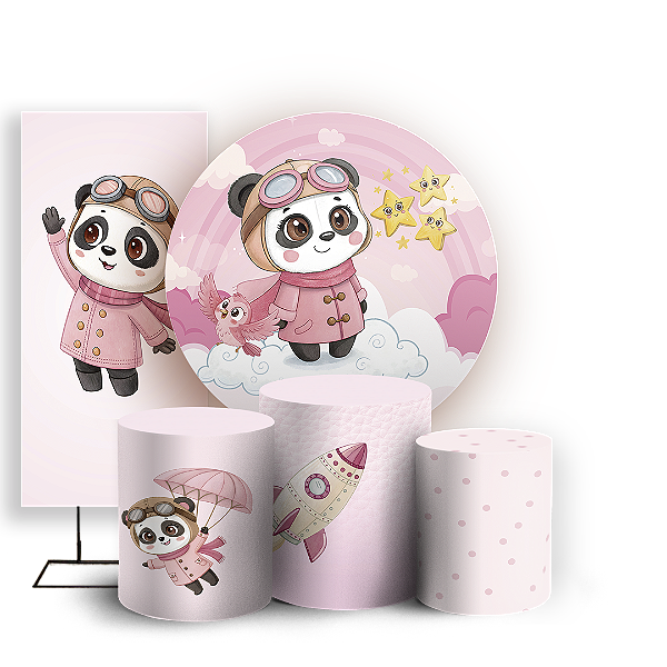 KIT Redondo Trio e Faixa - Ursinho Aviador - Sublimado 3D