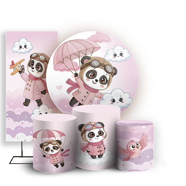 KIT Redondo Trio e Faixa - Ursinho Aviador - Sublimado 3D