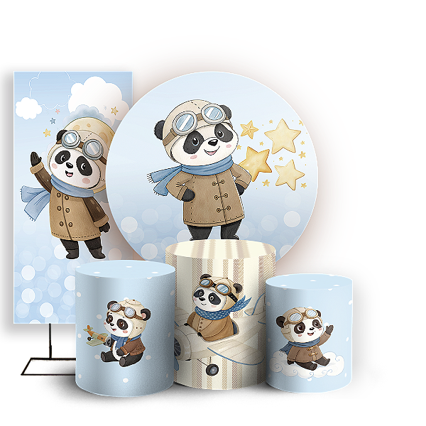 KIT Redondo Trio e Faixa - Ursinho Aviador - Sublimado 3D