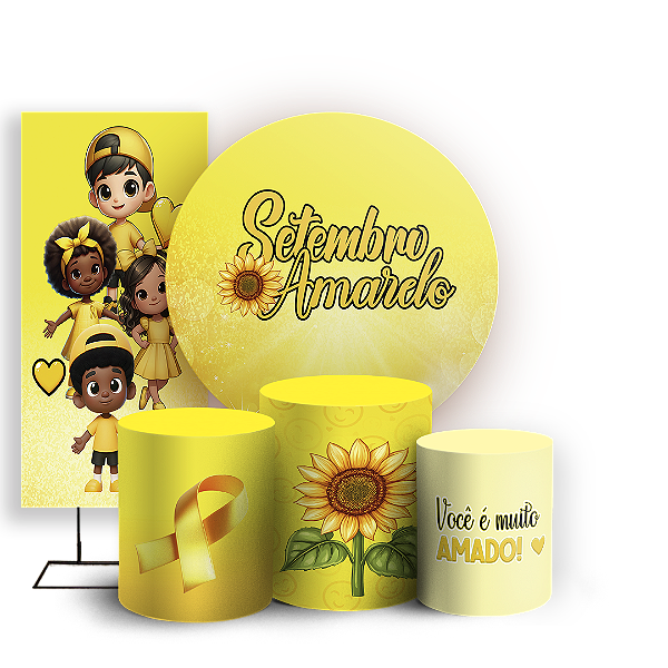 KIT Redondo Trio e Faixa - Setembro Amarelo - Sublimado 3D