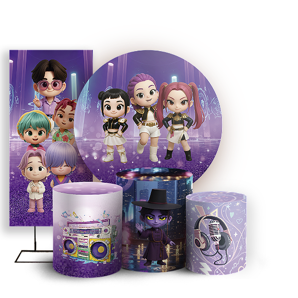 KIT Redondo Trio e Faixa - Guerreiras Do K Pop - Sublimado 3D