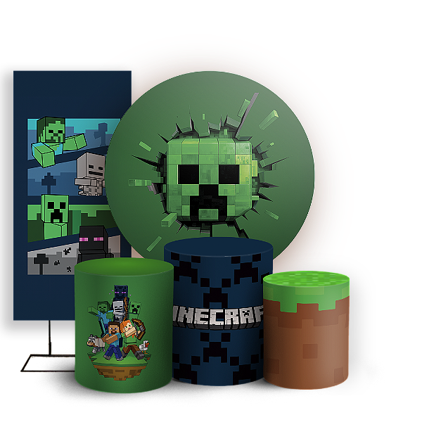 KIT Redondo Trio e Faixa - Minecraft - Sublimado 3D