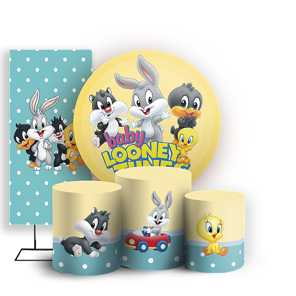 KIT Redondo Trio e Faixa - Baby Looney Tunes - Sublimado 3D