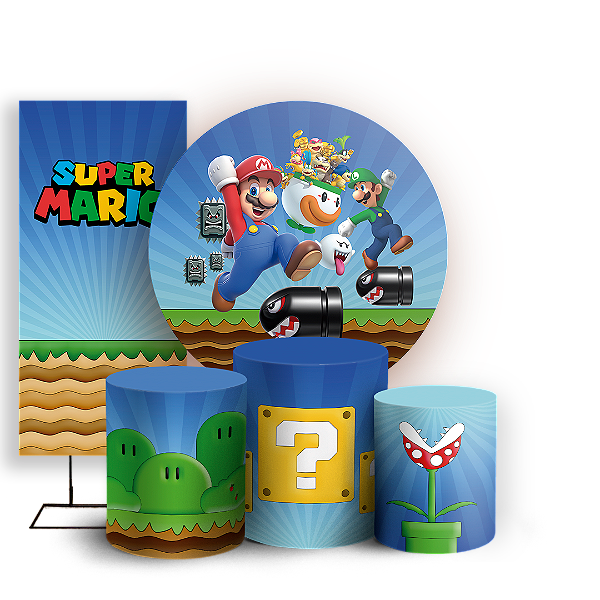 KIT Redondo Trio e Faixa - Super Mario - Sublimado 3D