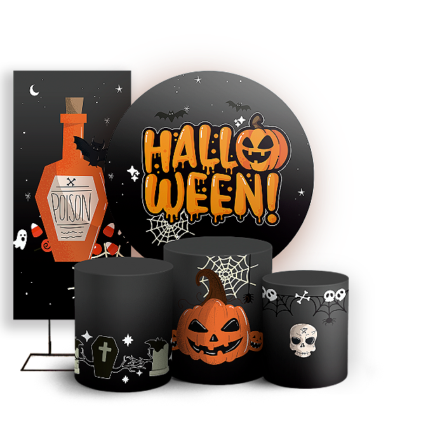 KIT Redondo Trio e Faixa - Dia das Bruxas Halloween - Sublimado 3D