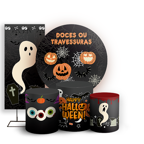 KIT Redondo Trio e Faixa - Dia das Bruxas Halloween - Sublimado 3D