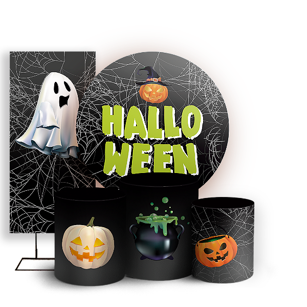 KIT Redondo Trio e Faixa - Dia das Bruxas Halloween - Sublimado 3D