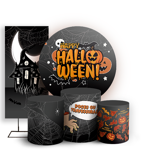 KIT Redondo Trio e Faixa - Dia das Bruxas Halloween - Sublimado 3D