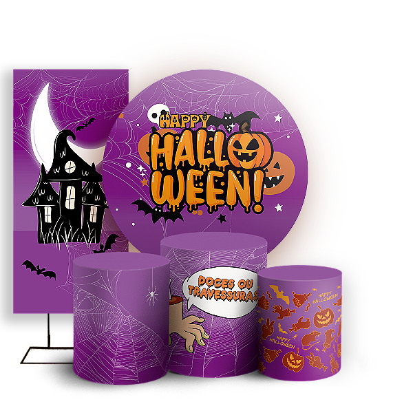 KIT Redondo Trio e Faixa - Dia das Bruxas Halloween - Sublimado 3D