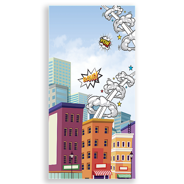 Faixa Lateral Sublimado 3D - Fundo Cidade Herois - Vivi Mide