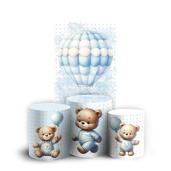 Faixa Lateral e Trio Cilindro Sublimado 3D Vest Facil - Ursinho Azul