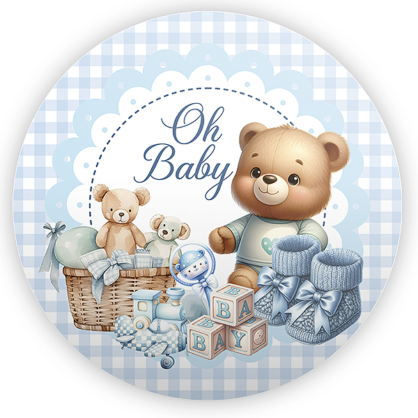 Painel Redondo Sublimado 3D - Ursinho Azul