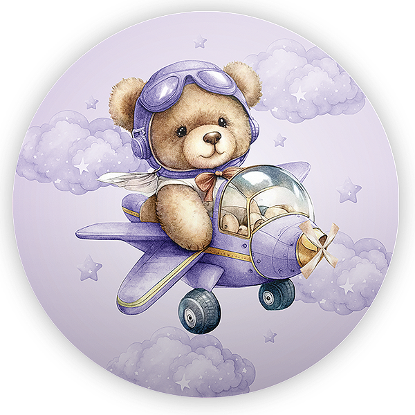 Painel Redondo Sublimado 3D - Ursinha Lilás