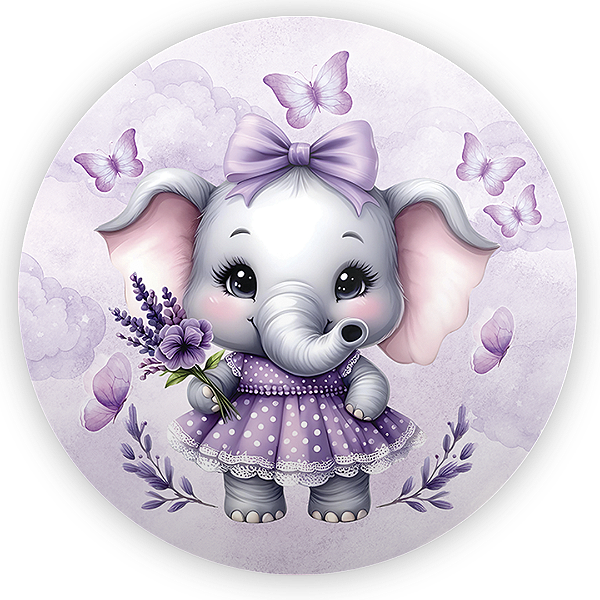 Mini Painel Sublimado 3D - Elefantinha Lilás