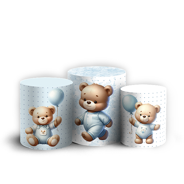 Trio Cilindro Sublimado 3D - Ursinho Azul