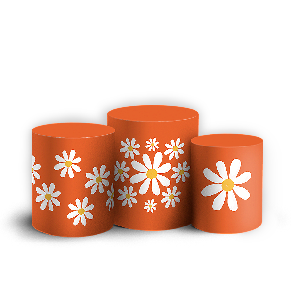 Trio Cilindro Sublimado 3D - Flor Margarida