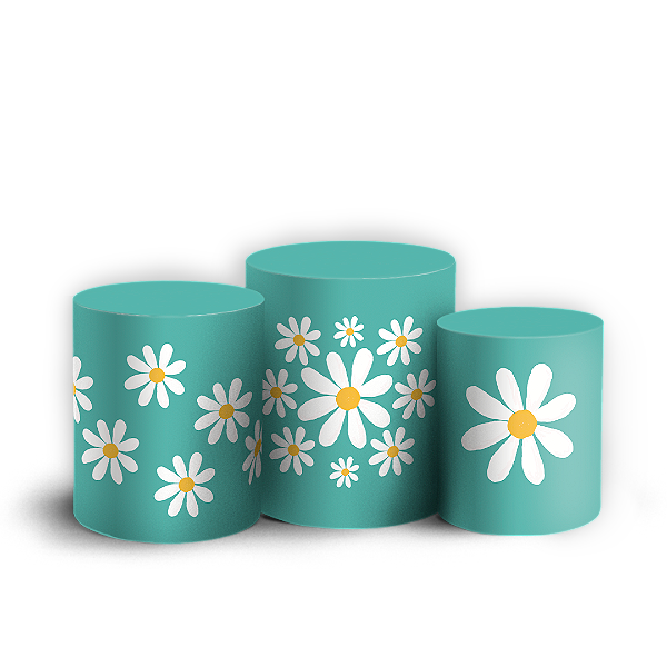 Trio Cilindro Sublimado 3D - Flor Margarida