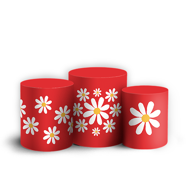 Trio Cilindro Sublimado 3D - Flor Margarida