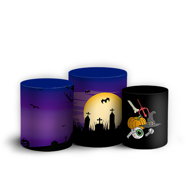 Trio Cilindro Sublimado 3D - Dia das Bruxas Halloween