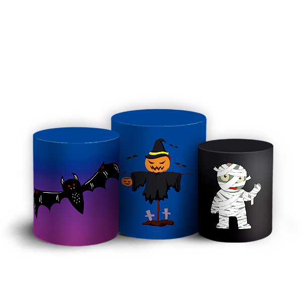 Trio Cilindro Sublimado 3D - Dia das Bruxas Halloween
