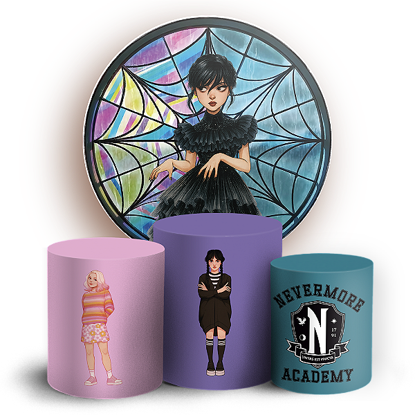 KIT Redondo e Trio Sublimado 3D - Wandinha