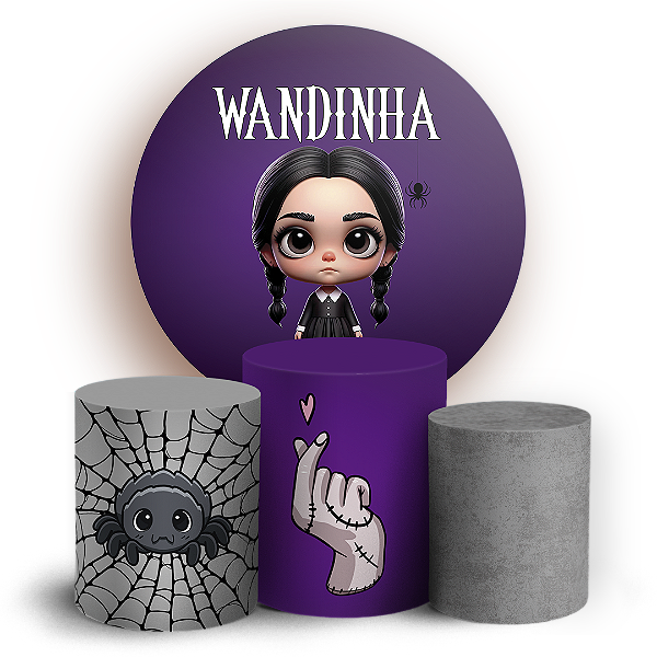 KIT Redondo e Trio Sublimado 3D - Wandinha