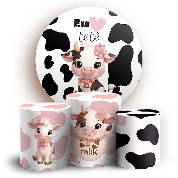 KIT Redondo e Trio Sublimado 3D - Vaquinha Eu Amo Tetê