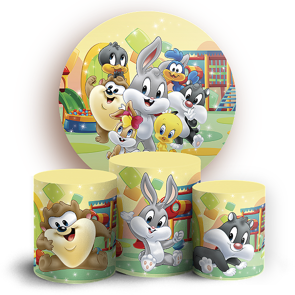 KIT Redondo e Trio Sublimado 3D - Looney Tunes
