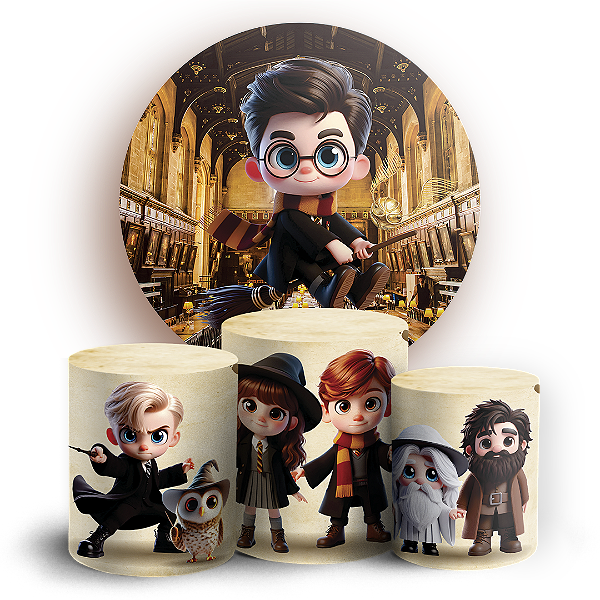 KIT Redondo e Trio Sublimado 3D - Harry Potter