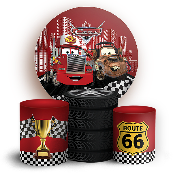 KIT Redondo e Trio Sublimado 3D - Carros