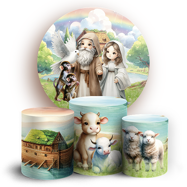 KIT Redondo e Trio Sublimado 3D - Arca de Noé