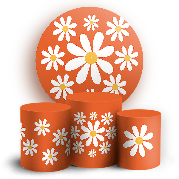 KIT Redondo e Trio Sublimado 3D - Flor Margarida