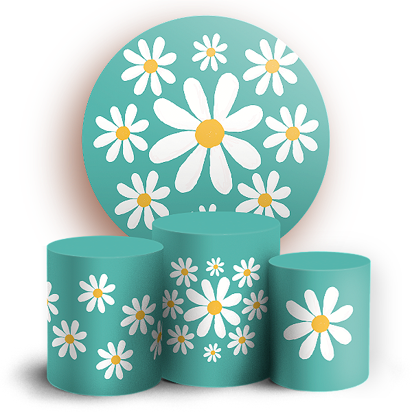 KIT Redondo e Trio Sublimado 3D - Flor Margarida