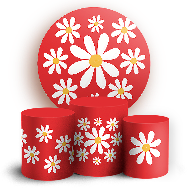 KIT Redondo e Trio Sublimado 3D - Flor Margarida