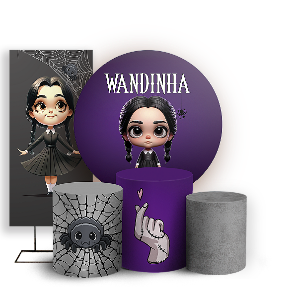 KIT Redondo Trio e Faixa Sublimado 3D - Wandinha