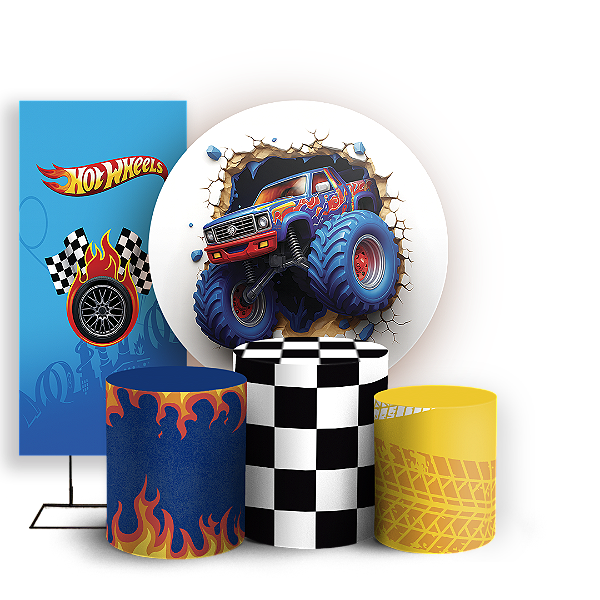 KIT Redondo Trio e Faixa Sublimado 3D - Hot Wheels