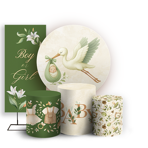 KIT Redondo Trio e Faixa Sublimado 3D - Chá Revelação