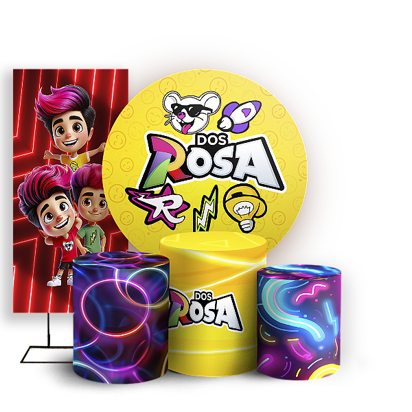 KIT Redondo Trio e Faixa Sublimado 3D - Os Rosas