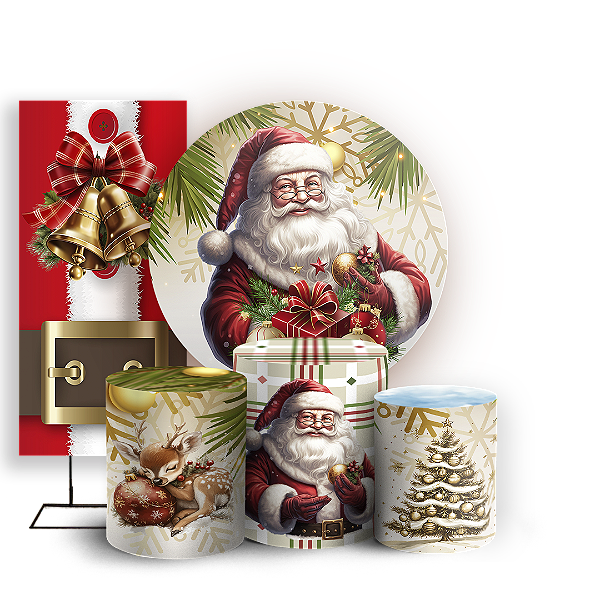 KIT Redondo Trio e Faixa Sublimado 3D - Natal