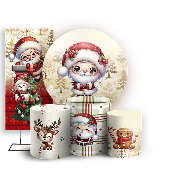 KIT Redondo Trio e Faixa Sublimado 3D - Natal