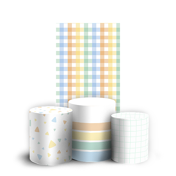 Faixa Lateral e Trio Cilindro Sublimado 3D Vest Facil - Cores Colorido Arco Iris Xadrez By Cris Reis & Sara Bolando A Fe