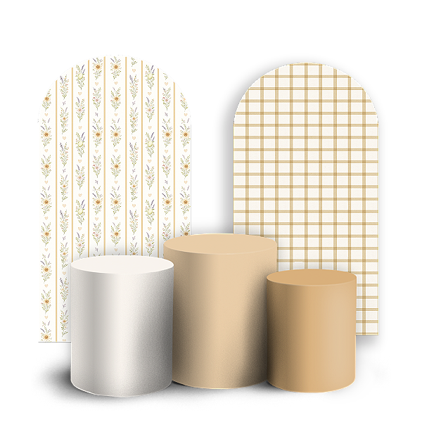 Faixas Laterais e Trio Cilindro Sublimado 3D Vest Facil - Cores Marrom Floral - By Cris Reis & Sara Bolando A Festa