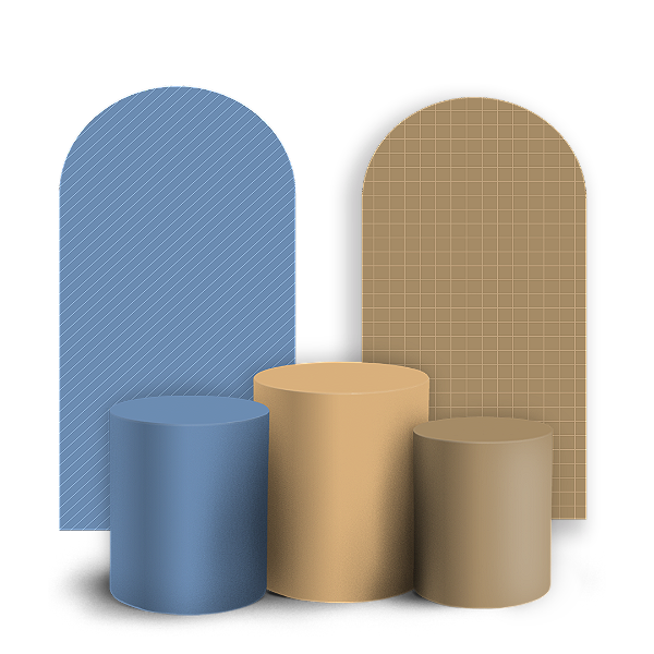 Faixas Laterais e Trio Cilindro Sublimado 3D Vest Facil - Cores Azul E Marrom - By Cris Reis & Sara Bolando A Festa
