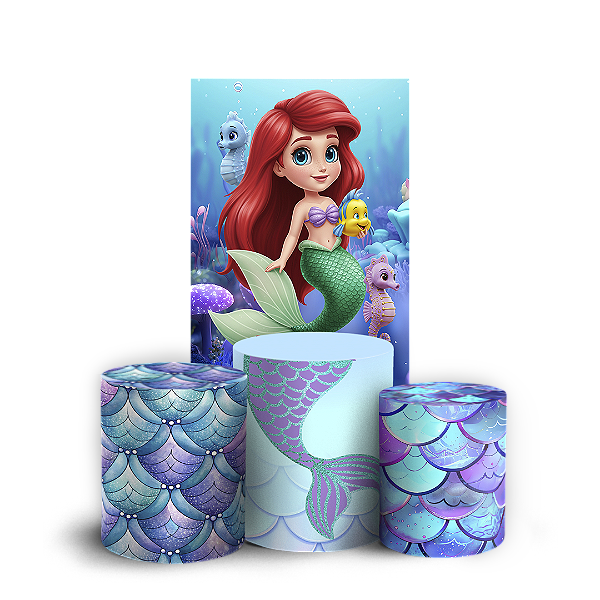 Faixa Lateral e Trio Cilindro Sublimado 3D Vest Facil - Princesa Ariel Pequena Sereia