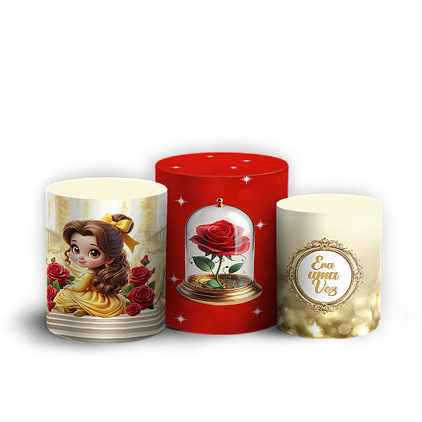 Trio Cilindro Sublimado 3D - Princesa Bela