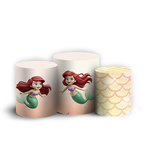 Trio Cilindro Sublimado 3D - Princesa Ariel Pequena Sereia